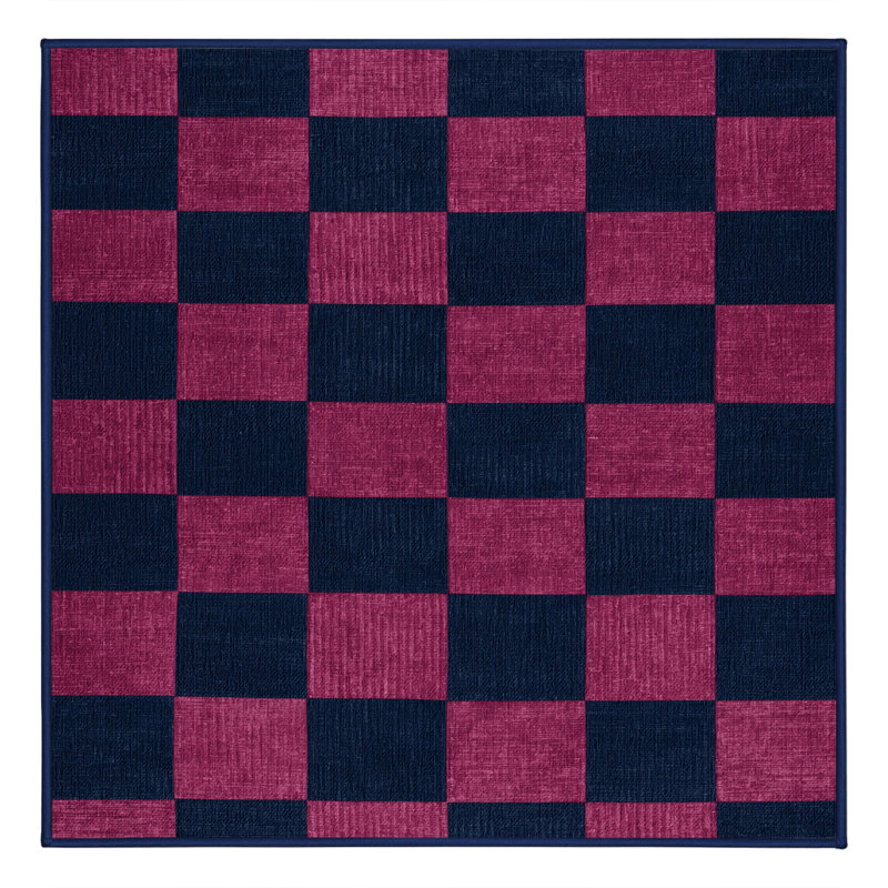 Tapis bleu à carreaux lavable à la machine, Carré 5 pi