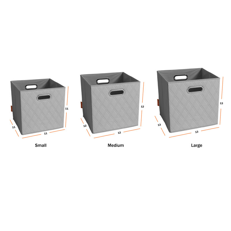 Jiaessentials Faux Leather Cube or Bin Set, Grey, 13" H x 13" W x 13" D