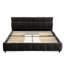 Lit Queen capitonné gris foncé avec rangement et tête de lit confortable - Style moderne - Tiroirs - Tissu doux