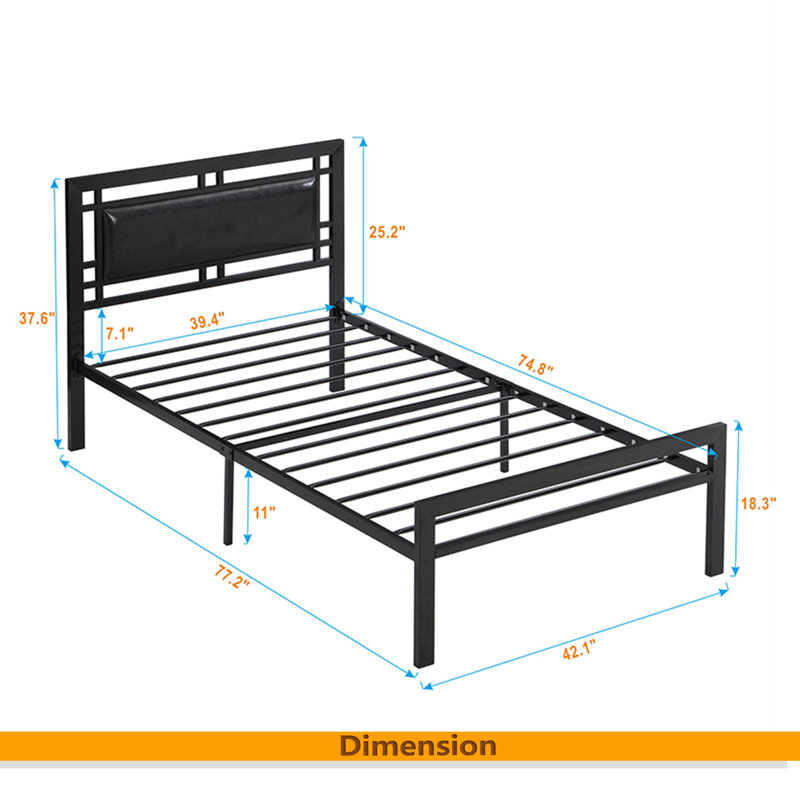 Lit simple en métal Structure de lit robuste en métal, style moderne et confort pour toute chambre à coucher