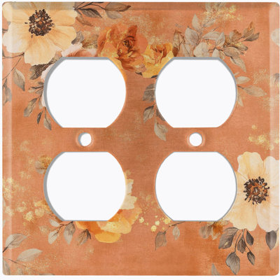 Couvercle de plaque d'interrupteur en métal; Bascule à 4 bandes US standard - Fleurs d'automne rétro
