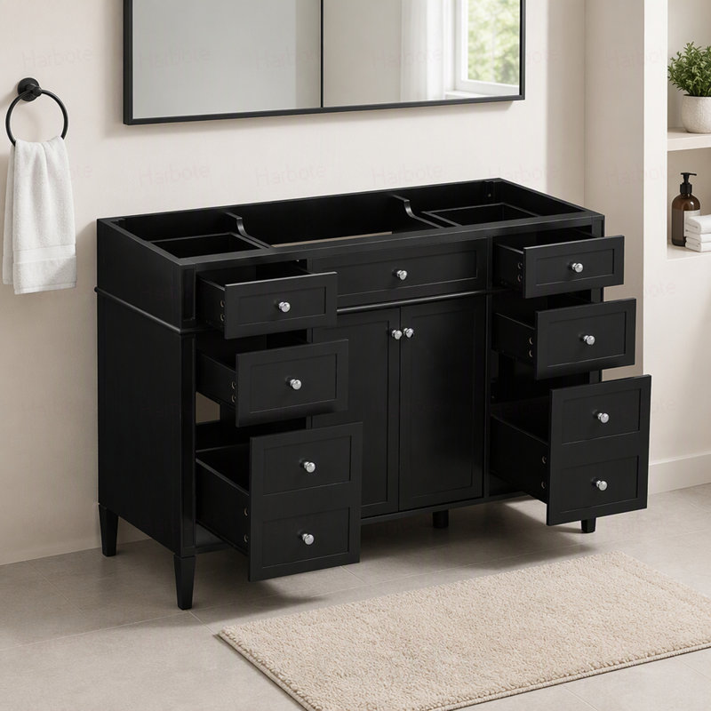 Freestanding Standard Single Vanity Bathroom Vanity With Top, Black