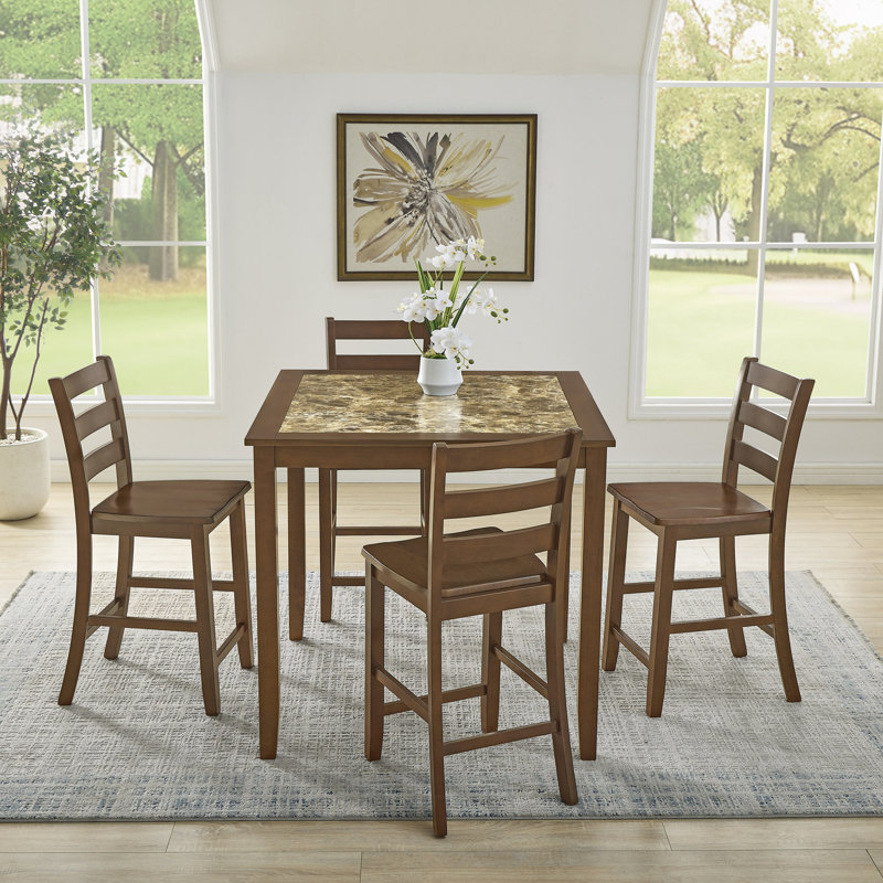 Ensemble de table de salle à manger, de bar et de chaises, ensemble de table de salle à manger 5 pièces, ensemble de table de petit-déjeuner de style rétro, pour le salon, la salle à manger (nécessite un assemblage)