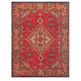 1920s Red Vibrant Field Medallion Antique European Donegal Arts & Crafts Rug 7'0" x 10'0" Area Rug