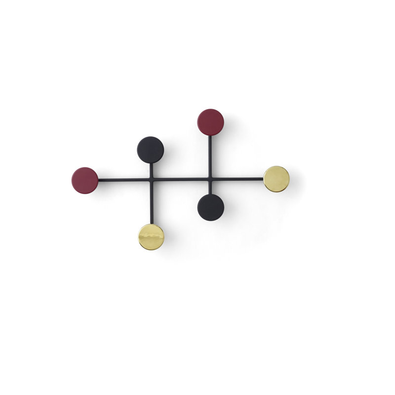 Afteroom Studio 6 - Hook Wall Mounted Coat Rack, Black/Brass