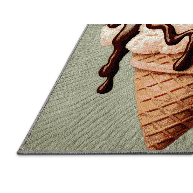  Tapis lavable à motif de desserts Sundae, Carré 3 pi