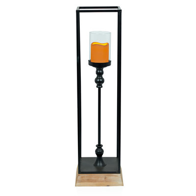 Metal & Glass Lantern with LED Candle