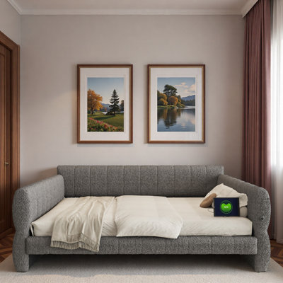 Upholstered Daybed With Usb And Slats Support