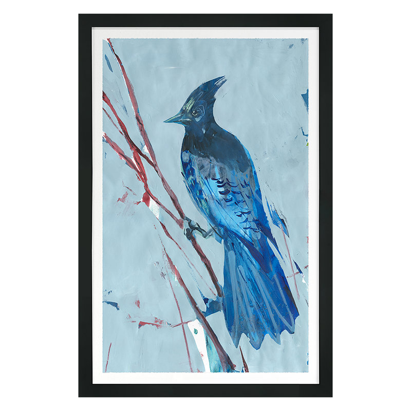 Blue Jay 3 Print by PC Ngo, 45" H x 30" W, Black Framed