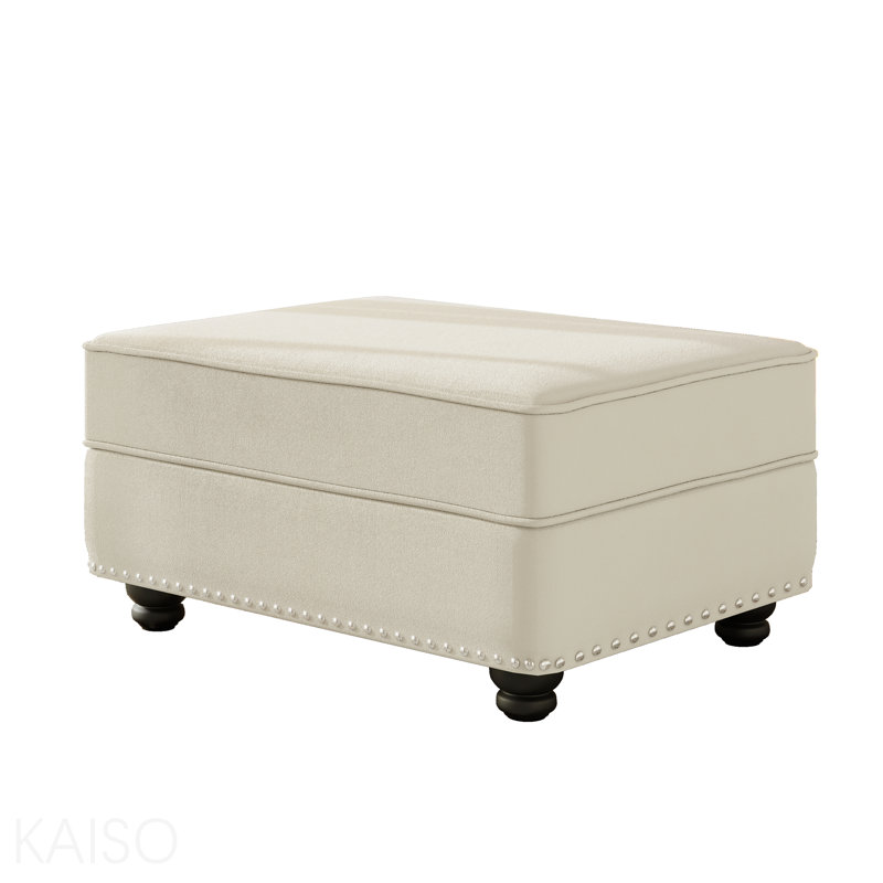 Repose-pieds en velours pour canapé modulaire, multifonctionnel - Beige / Blanc