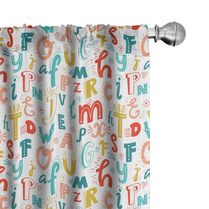 Letters Semi-Sheer Rod Pocket Curtain Panels, 28" x 84"