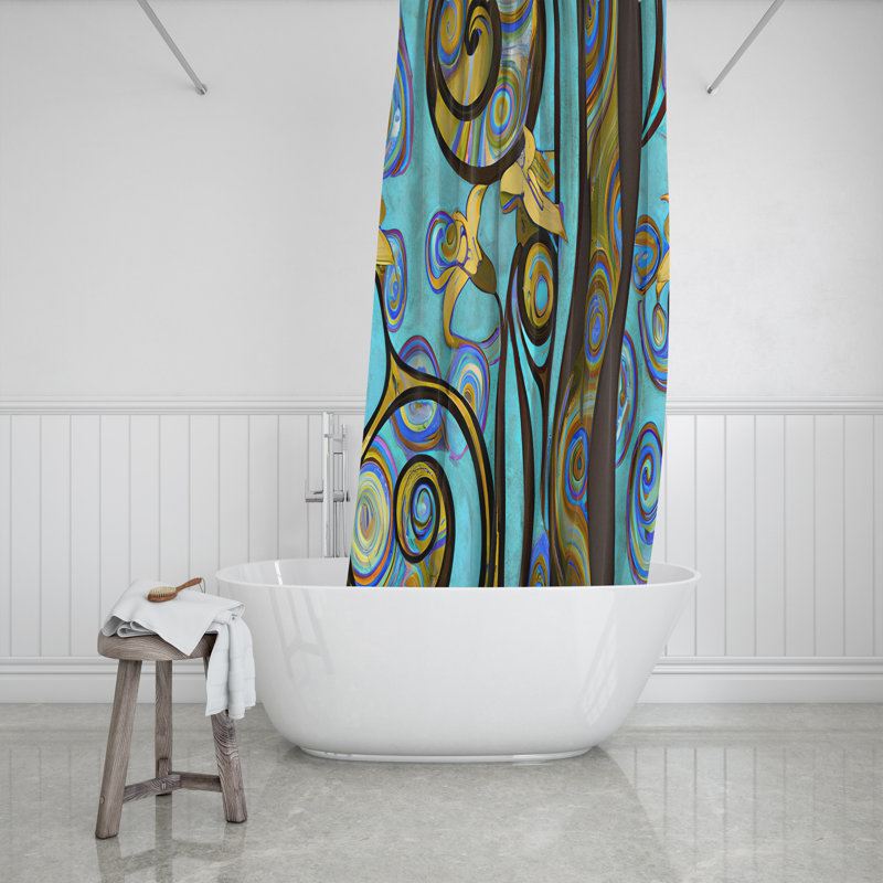 Rideau de douche à motif cachemire, H 83 po x l 70 po, Jaune
