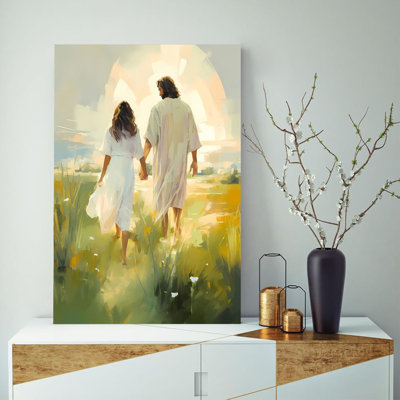 «Jesus», art mural, toile encadrée, décoration murale pour chambre à coucher, salon, «Je suivrais Jésus, marchant avec une fille», images de la Bible, art chrétien, affiches religieuses, 12 po x 16 po