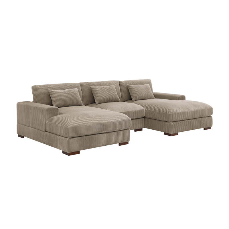Canapé modulaire 3 pièces Marabe, Velours côtelé chameau