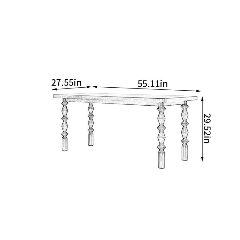 Table multifonctionnelle rétro en bois de frêne, H 29,52 po x L 55,11 po x l 27,55 po