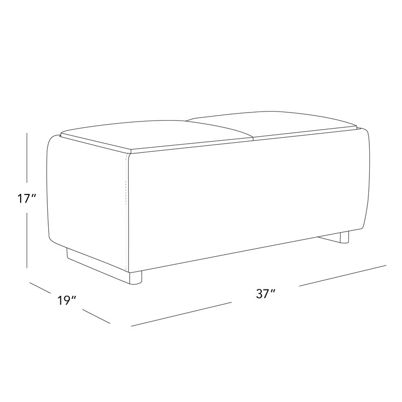 Repose-pieds de rangement rectangulaire de 37 po Arika, Beige