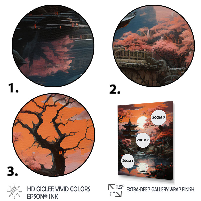 «Danari Japon Art Shrine At Twilight II», reproduction sur toile, H 32 po x l 24 po x P 1 po, Cadre photo argenté