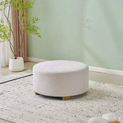 Repose-pieds rond en tissu avec pieds en bois, repose-pieds minimaliste moderne