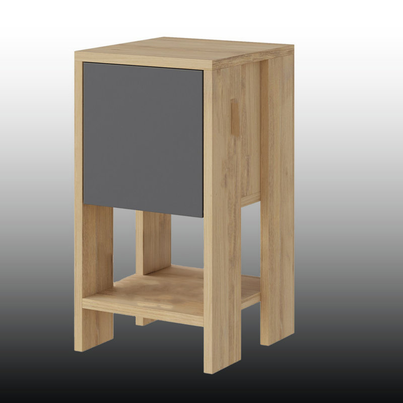 Laquincia 21.7'' Tall Sled Base Nightstand With 1 Pivot Drawer, Gray/Light Brown
