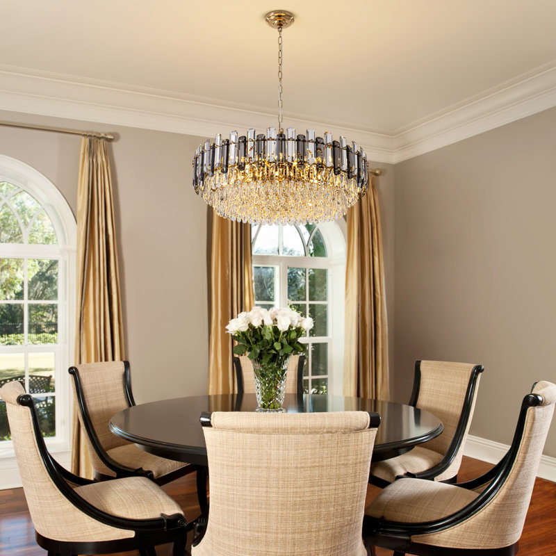 Sams 13/20 - Light Dimmable Crystal Tiered Chandelier, Luxury Round Chandeliers, 11' H X 31.5' W X 31.5' D