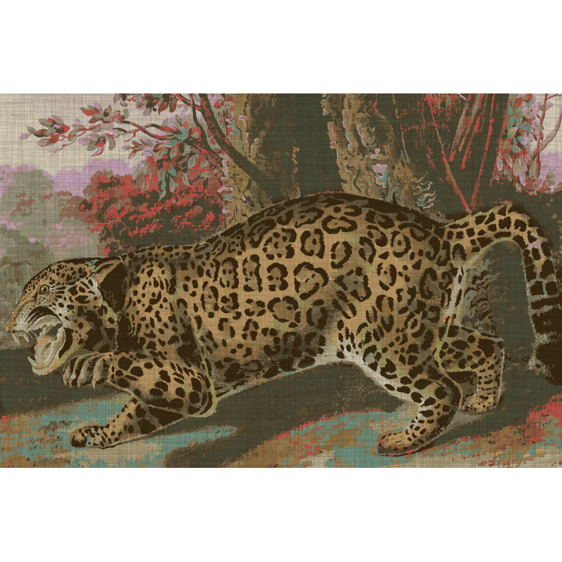Urban Jungle Cat II - Painting on Canvas, 81 cm H x 122 cm W, Black Floater Frame