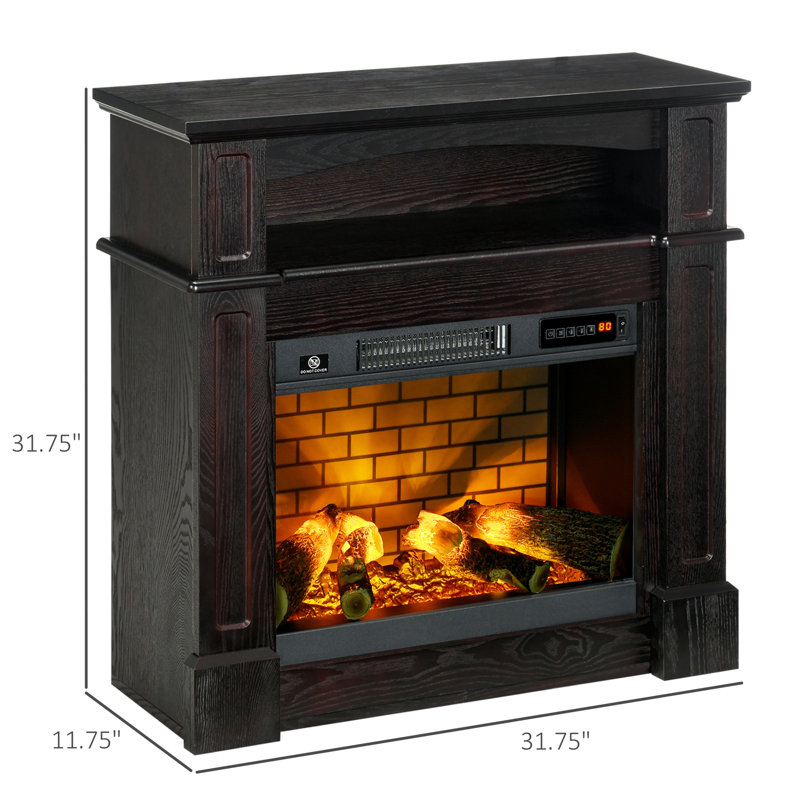 Foyer électrique avec manteau, chauffage d'appoint sur pied avec flamme LED.