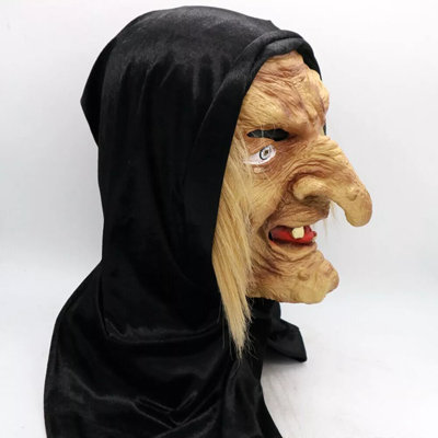 The Holiday Aisle® Halloween Scary Witch Mask Nun Scarf Old Woman Full Head Latex Cosplay Mask