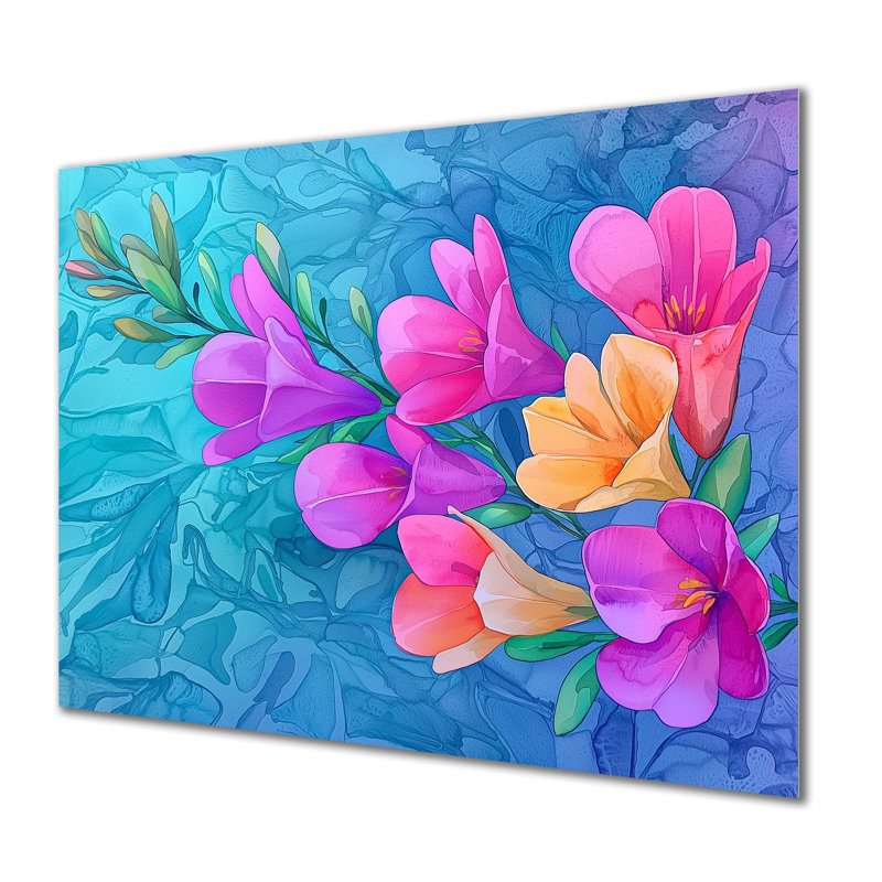 Irodia II - iris, impression sur métal traditionnelle, H 12 po x l 20 po x P 0,84 po