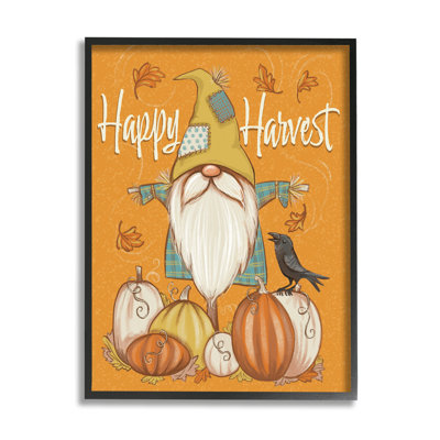 " Happy Harvest Scarecrow Gnome Seasonal Pumpkins Crow " by Figgy Pudding Designs