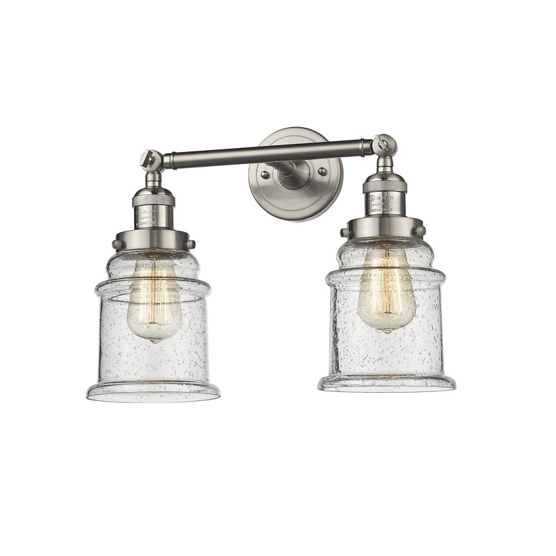 Galaviz 2 - Light Dimmable Vanity Light, Seedy, 6 Watt Vinage LED Bulb, Brushed Satin Nickel