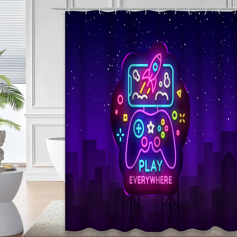 Rideau de douche moderne avec 12 crochets, L 72 po x l 78 po