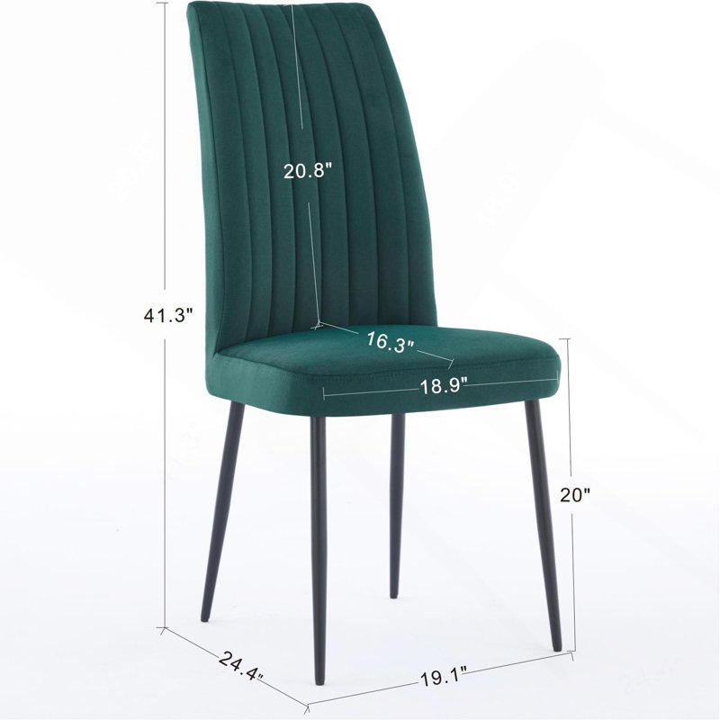 Ensemble de 2 chaises de salle à manger réglables en velours vert, Vert
