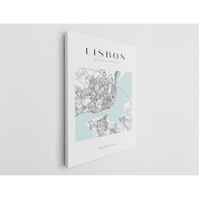 «Lisbon Map Print», impression sur toile