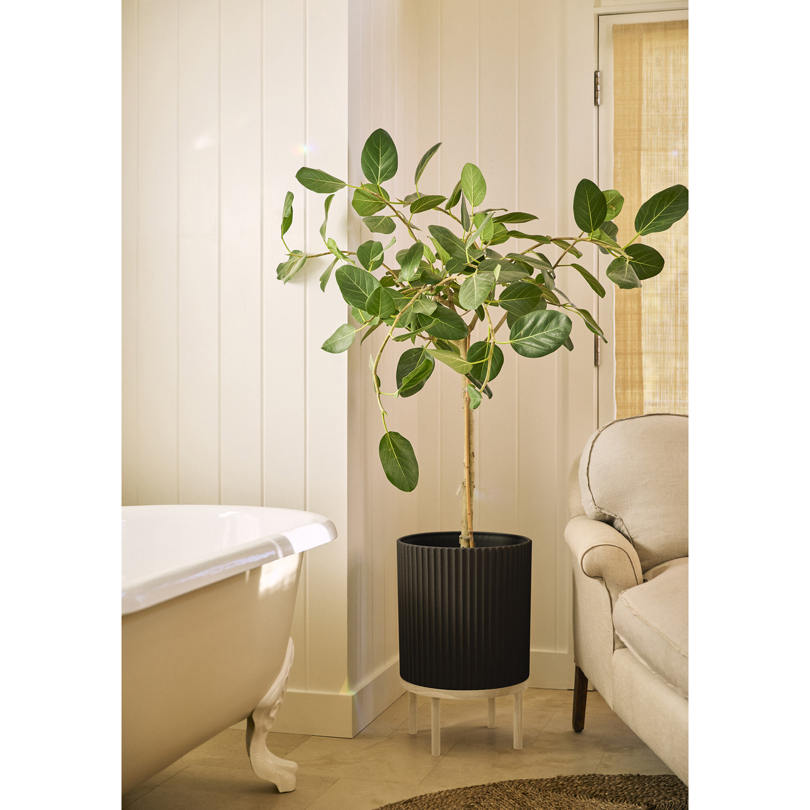Demi Series Planter with Stand, 2, 22" H x 14.75" W x 14.75" D, Black/White