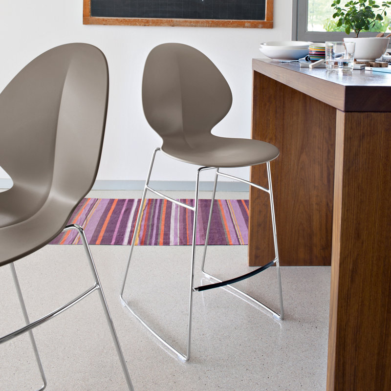 Basil Ergonomic Stool with Metal Base, Matte Taupe, Counter Stool (26.25" Seat Height)