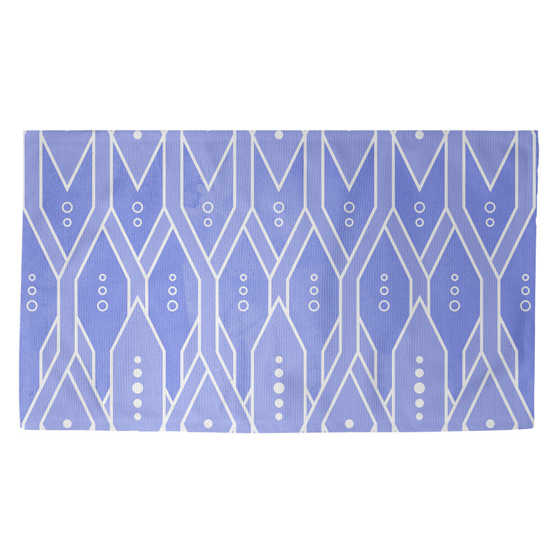 Tapis bleu à motif treillis Mcguigan, Rectangle 2 pi x 3 pi