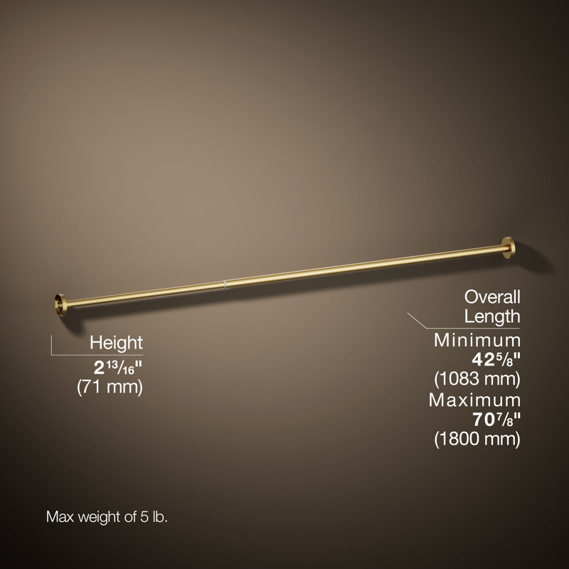 Elate Shower Rod, Brushed Brass