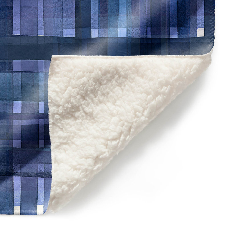 Couverture en sherpa doux bleu écossais, l 51 po x L 60 po