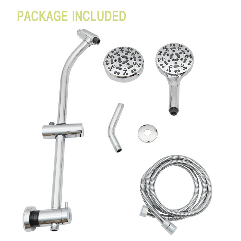 Dual Shower Head Kit With 4.7" Large Showerhead, Hand Shower, 8, Rain Showerhead And 8 , Adjustable Slide, Brushed Nickel