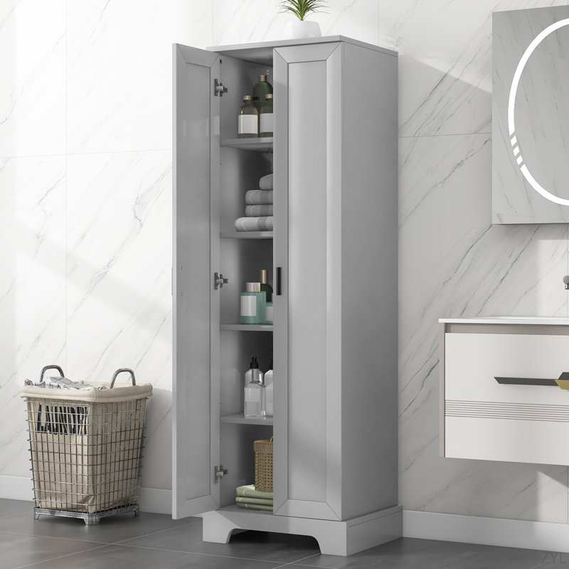 Armoire de rangement avec deux portes pour salle de bain, bureau, tablette réglable, panneau de fibres à densité moyenne