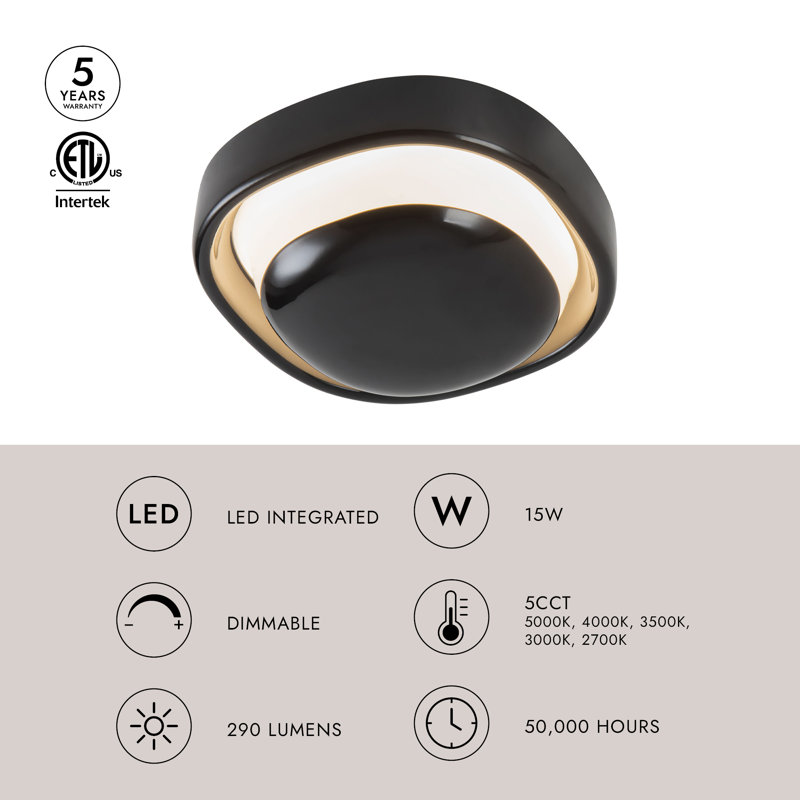 Pebble 8-in Silver dimmable LED Wall Sconce, Matte Black