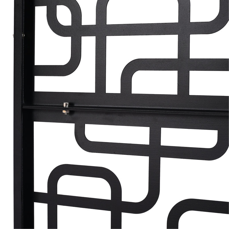 Clôture d'intimité pour l'extérieur l 76 "H48" - Métal, construction, écran autoportant noir pour balcon, pelouse, jardin,