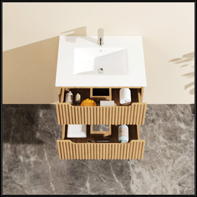 24" Wall-Mount Bathroom Vanity Cabinet Floating