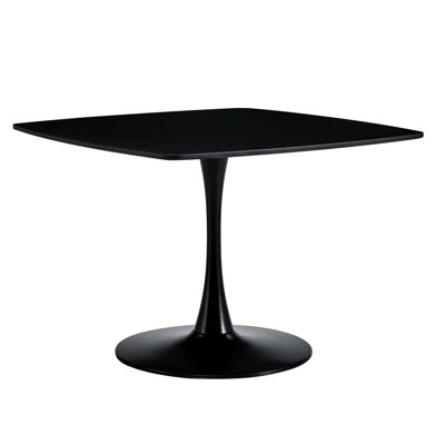 42.1" Mid-Century Pedestal Table In Black, Top With Strong Metal Legs, Ideal For Various Settings And Occasions Black Dining 4-6 Persons, Easy Mainten