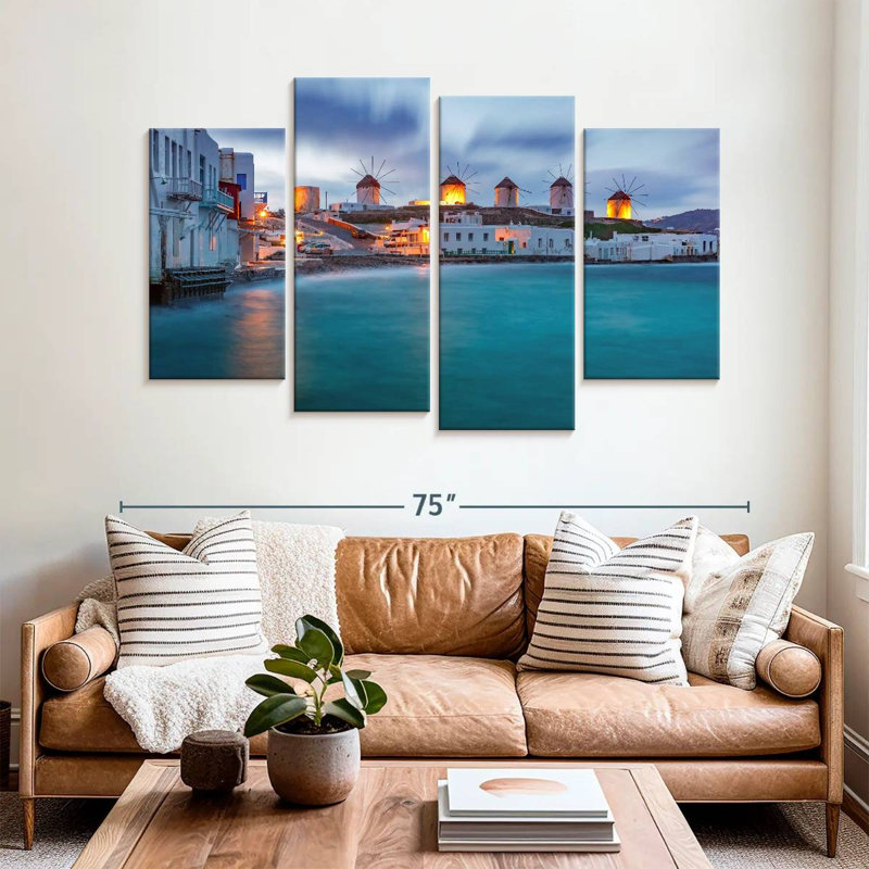 Gillard Mykonos Seaside Windmills, H 42 po x l 68 po