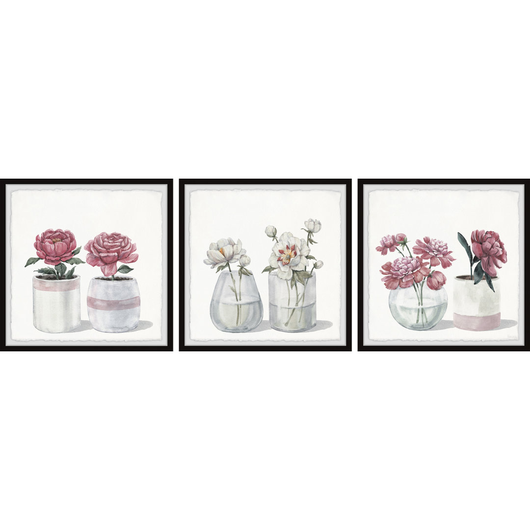 Pretty Pink Flowers Triptych