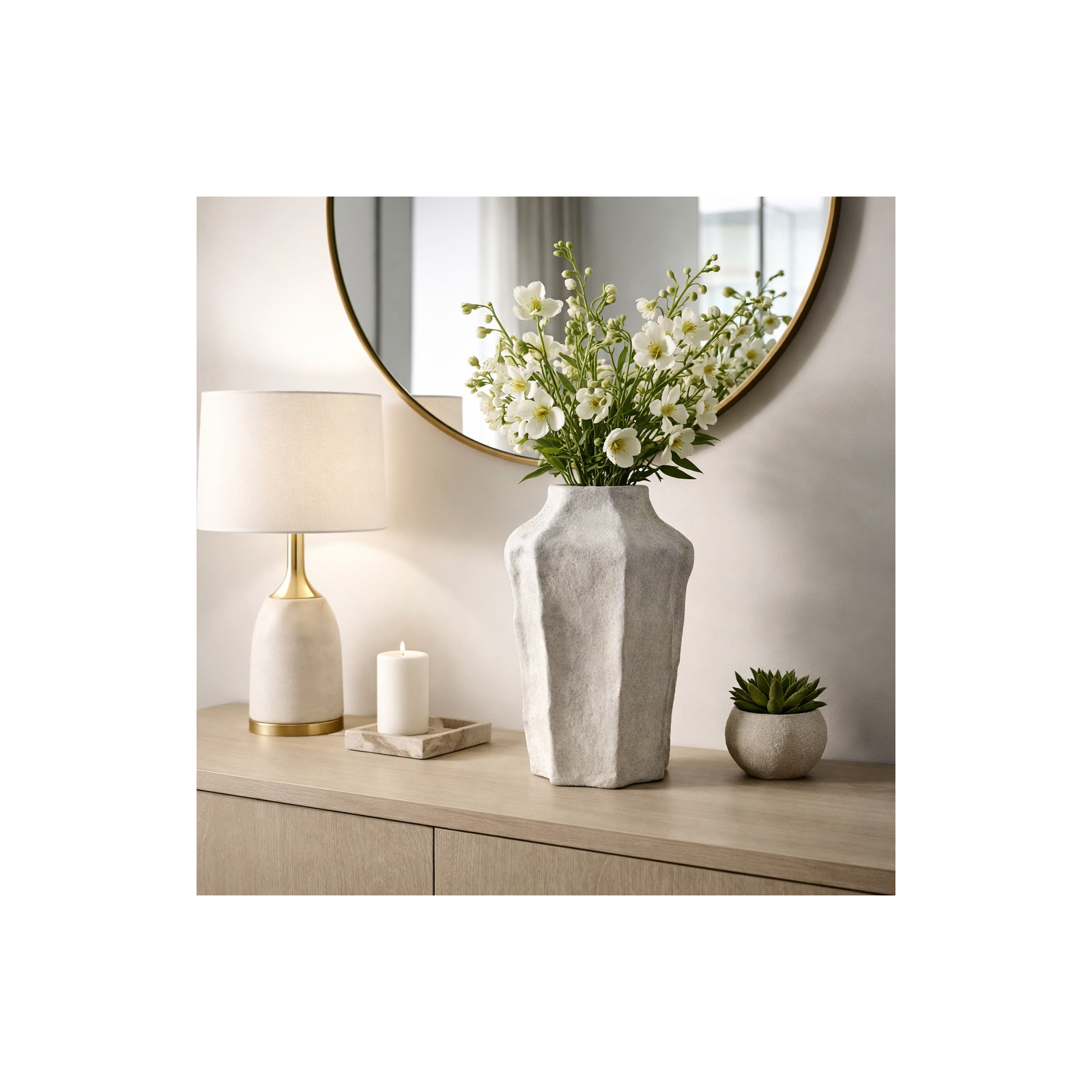Brittany 20" Llanas Large Porcelain Vase, Gray