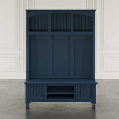 Westport Modern Farmhouse Hall Tree With Storage Bench - Navy
