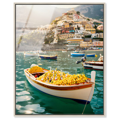 Limoncello Drift Framed Acrylic Print Coastal Wall Decor by Notoriart, Silver Frame, 46"H x 37"W