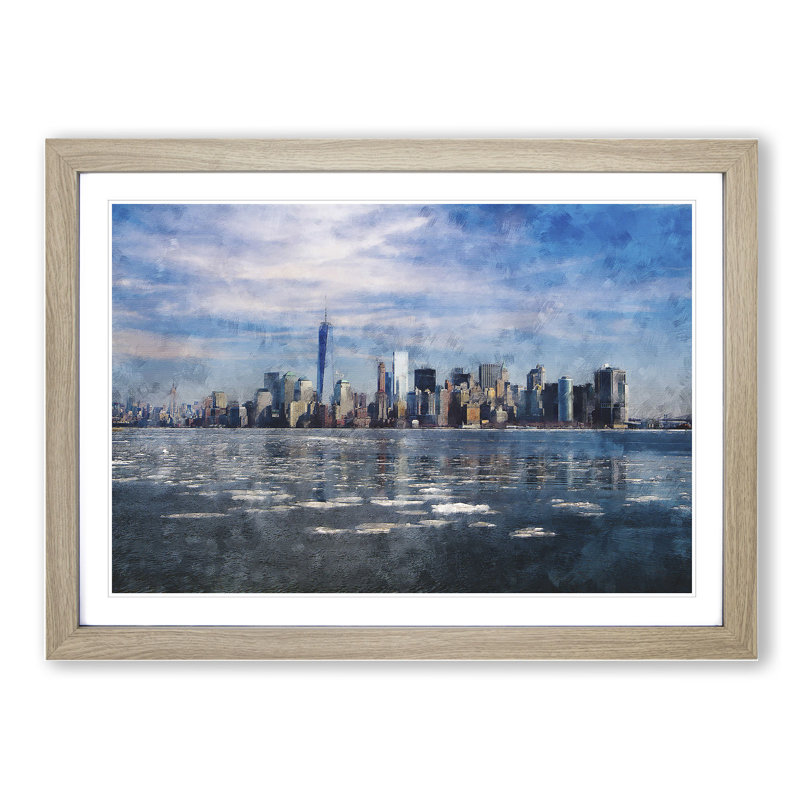 New York Skyline Vol.7 - Framed Print, 27cm H x 36cm W x 2cm D, Oak Framed